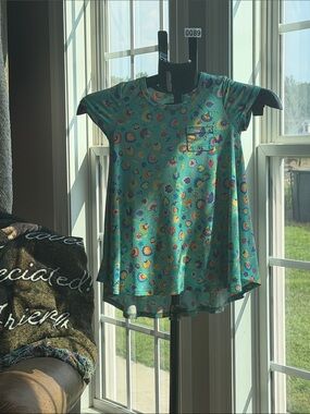LuLaRoe Teal Floral Pocket Tunic for Girls